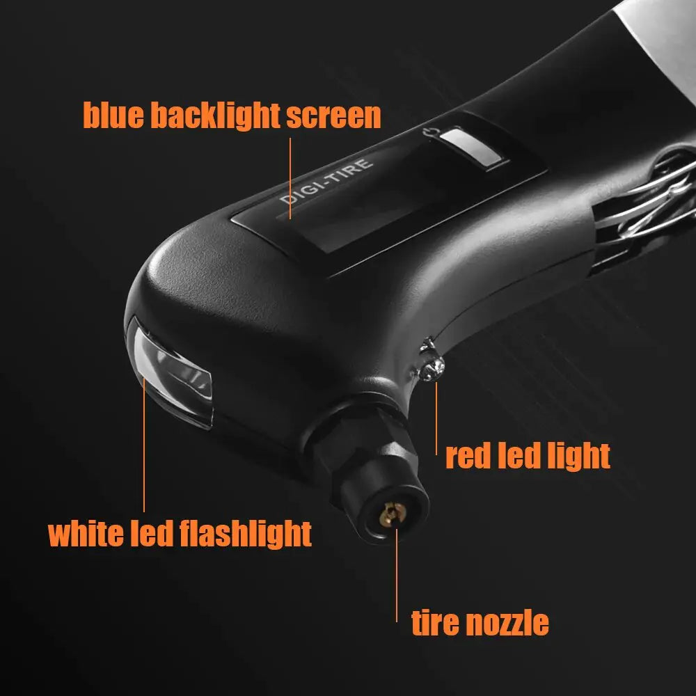 9 in 1 Digital Tire Pressure Alarm Gauge Multifunctional Tire Pressure Sensor Tpms Systems w LED Flashlight Car Hammer