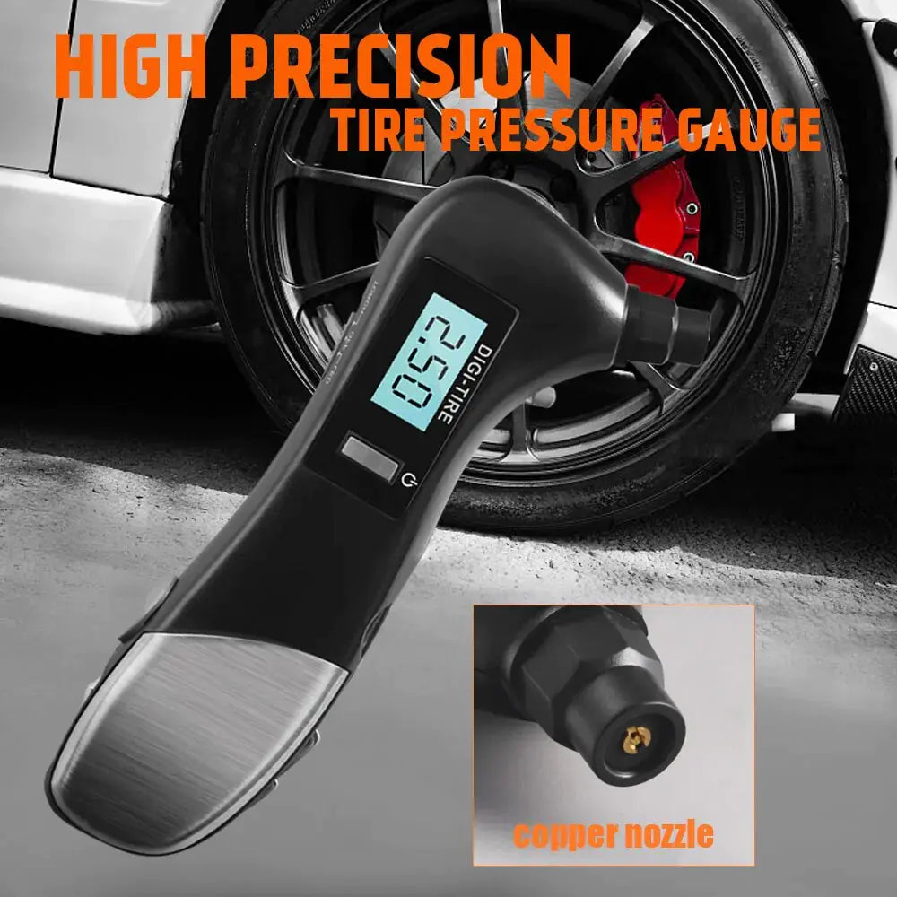 9 in 1 Digital Tire Pressure Alarm Gauge Multifunctional Tire Pressure Sensor Tpms Systems w LED Flashlight Car Hammer